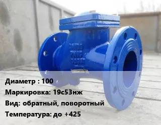 Клапан стальной 100 19с53нж обратный, поворотный до +425